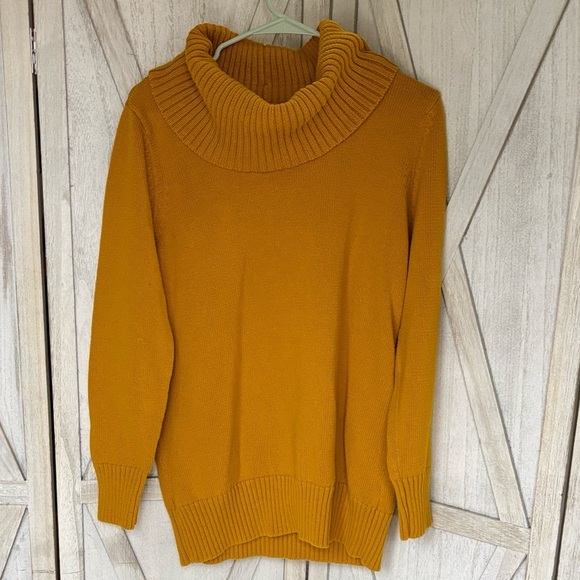 Pria Sweaters - Pria Mustard Yellow 100% Cotton Cowl Neck Chunky Knit Sweater Large